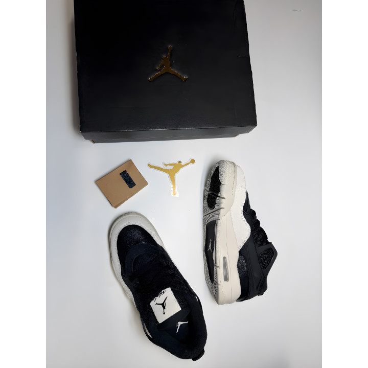 Jordan Air 4 RM (GS) FQ7938-001 Black Light Bone sneakersy niskie czarne białe