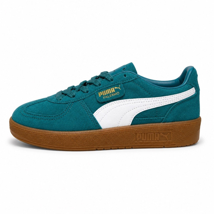 Puma Palermo Elevata 39934802 cold green gum Turkusowe Damskie sneakersy na grubej podeszwie