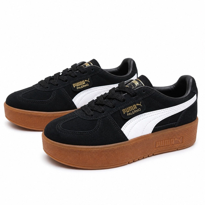 Puma Palermo Elevata 39934801 black-gum czarne sneakersy damskie na grubej podeszwie