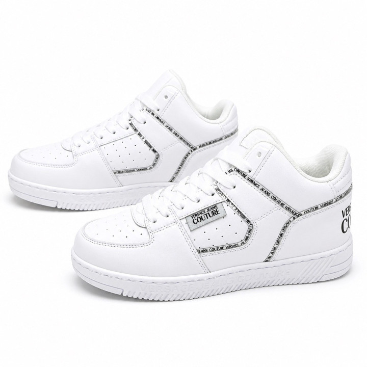 Versace Jeans Couture 74VA3SJ1 Białe sneakersy wysokie za kostkę logo