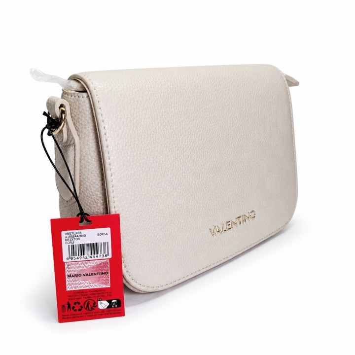 Valentino Brixton Ecru VBS7LX08 Kremowa torebka przez ramie średnia odpinany pasek
