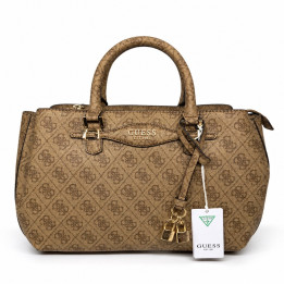 Torebka Guess Katya Latte Logo HWSG965206 Brązowa torebka logo średnia złote dodatki