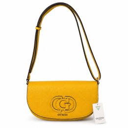 Guess Torebka Calebra Marigold  HWBG9536210 Żółta torebka średnia logo dwu komorowa na regulowanym pasku