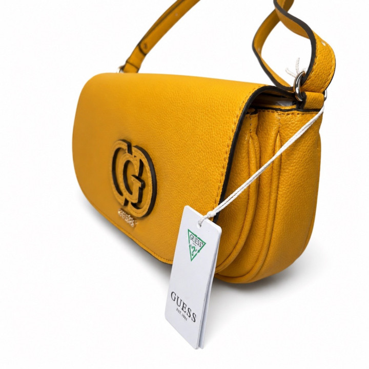 Guess Torebka Calebra Marigold  HWBG9536210 Żółta torebka średnia logo dwu komorowa na regulowanym pasku