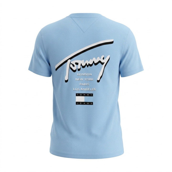 Tommy Jeans T-shirt Męski z nadrukami Light Powdery Blue | Outlet