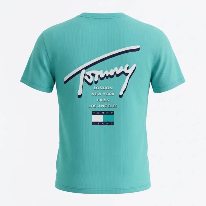 Tommy Jeans T-shirt męski z nadrukami Lagoon Green