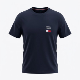 Tommy Hilfiger T-shirt Brand Love Text granatowy z wyszywanym logo