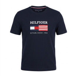 Tommy Hilfiger T-shirt klasyczny granatowy z logo na froncie