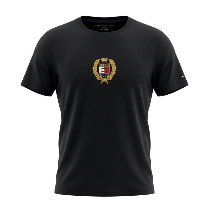 Tommy Hilfiger T-shirt Damski Embroidered Leaf Logo Tee czarny