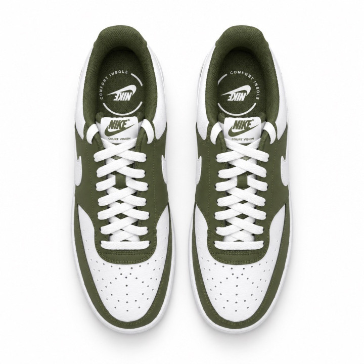 Męskie sneakersy Nike Court Vision Low w oliwkowo-białej kolorstyce.